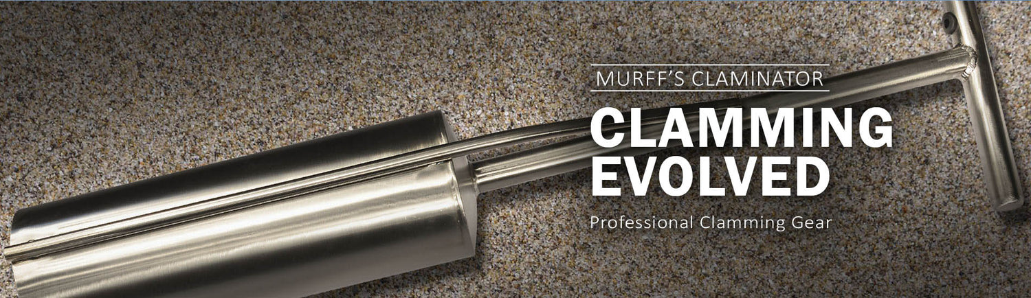 Murff's Claminator stainless steel clam gun on sand clamming evolved professional clamming gear
