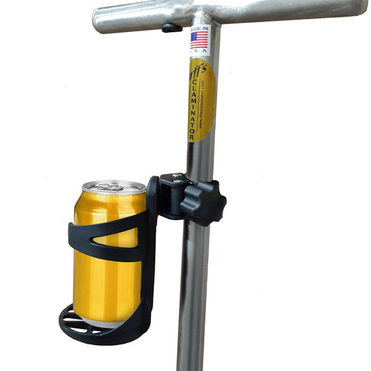 clamp on beverage holder on a clam gun tube